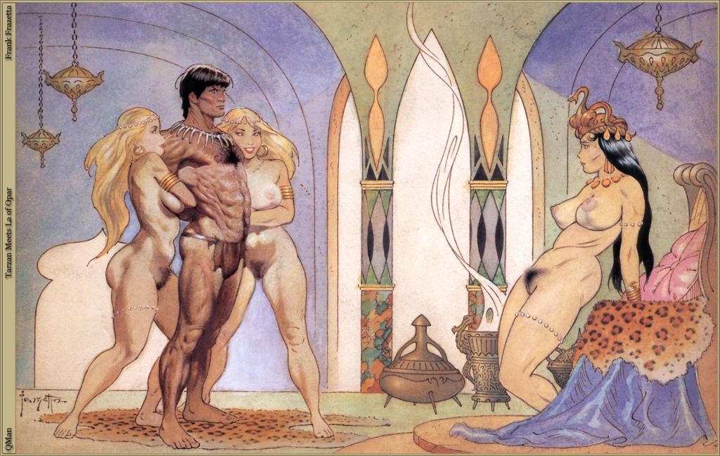Tarzan offert à la reine d'Opar, par Franck Frazetta
